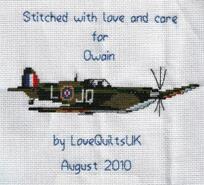 Cross stitch square for Owain's quilt