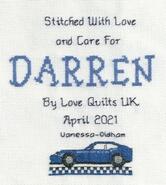 Cross stitch square for Darren K's quilt