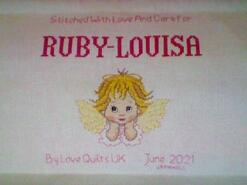 Cross stitch square for Ruby-Louisa's quilt