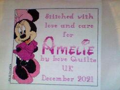 Cross stitch square for Amelie's quilt
