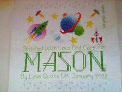 Cross stitch square for Mason A's quilt