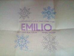 Cross stitch square for Emilio B's quilt