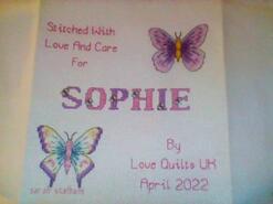 Cross stitch square for Sophie S's quilt