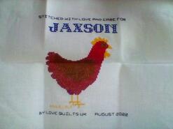 Cross stitch square for Jaxson C's quilt