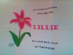 Cross stitch square for Lillie D's quilt