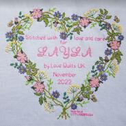Cross stitch square for Layla B's quilt