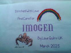 Cross stitch square for Imogen M's quilt