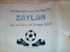Cross stitch square for Zaylan M's quilt