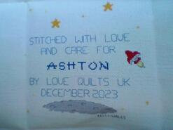 Cross stitch square for Ashton B's quilt