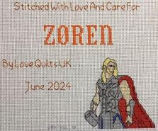 Cross stitch square for Zøren's quilt