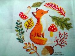 Cross stitch square for Oakley T's quilt