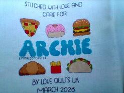 Cross stitch square for Archie F's quilt