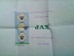 Cross stitch square for Jax P's quilt