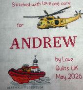 Cross stitch square for Andrew H's quilt