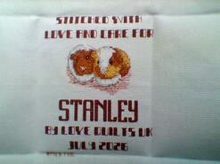 Cross stitch square for Stanley's quilt