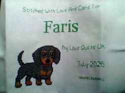 Cross stitch square for Faris H's quilt