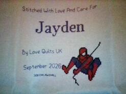 Cross stitch square for Jayden's quilt