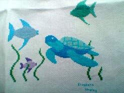 Cross stitch square for Evan's quilt