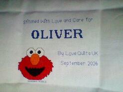 Cross stitch square for Oliver C's quilt