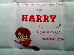 Cross stitch square for Harry S's quilt