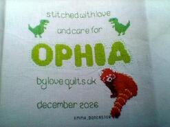 Cross stitch square for Ophia's quilt