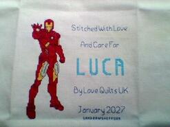Cross stitch square for Luca G's quilt