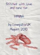 Cross stitch square for Hanna B's quilt