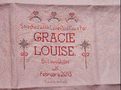 Cross stitch square for Gracie-Louise's quilt