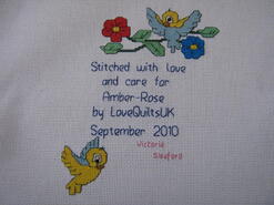 Cross stitch square for Amber-Rose's quilt