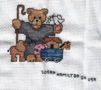 Cross stitch square for Lennon Georgie's quilt