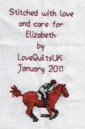 Cross stitch square for Elizabeth A's quilt