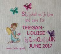 Cross stitch square for Teegan-Louise's quilt