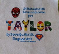 Cross stitch square for Taylor K's quilt