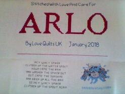 Cross stitch square for Arlo W's quilt