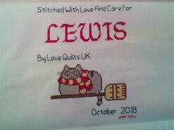 Cross stitch square for Lewis D's quilt