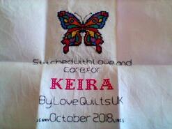 Cross stitch square for Keira A's quilt