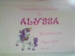 Cross stitch square for Alyssa P's quilt