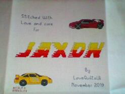 Cross stitch square for Jaxon G's quilt