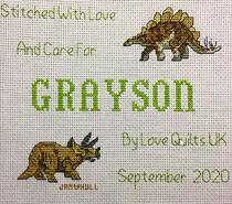 Cross stitch square for Grayson's quilt
