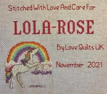 Cross stitch square for Lola-Rose's quilt