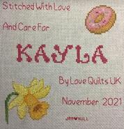 Cross stitch square for Kayla B's quilt