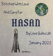 Cross stitch square for Hasan R's quilt