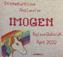 Cross stitch square for Imogen's quilt