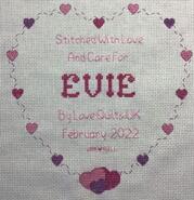 Cross stitch square for Evie K's quilt