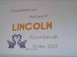 Cross stitch square for Lincoln S's quilt