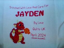 Cross stitch square for Jayden S's quilt